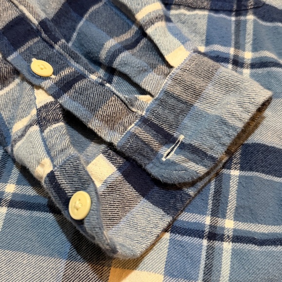 JCrew Mercantile Blue Plaid Flannel Men's Shirt - Picture 3 of 7